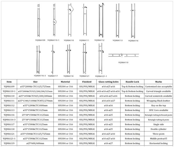  Square/H-Shape Stainless Steel Push Pull Door Handle For Entry Entrance Door