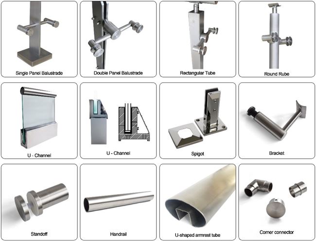 Staircase handrails steel with glass China